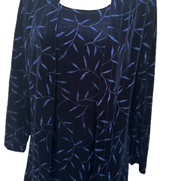 Teddi Evening Vintage Dress Long Sleeve Velvet Stretchy Glitter Print Short 90's - Picture 2 of 6